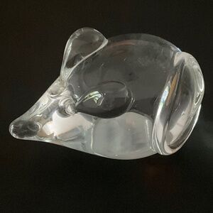 Art Glass Clear Paperweight Mouse